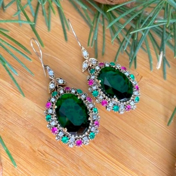 925 Sterling Silver, Tourmaline & Topaz Earrings - Picture 8 of 9